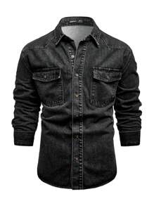 Men's Vintage Black Denim Shirt