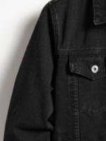 Black denim jacket for versatile everyday wear