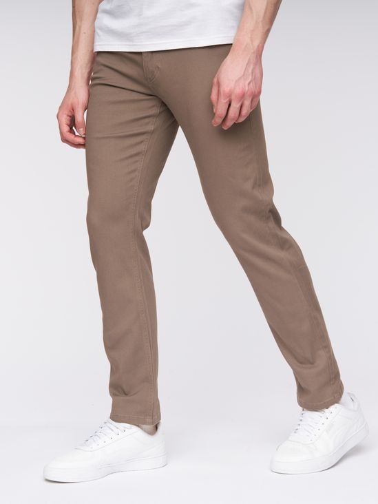 Taupe Slim-Fit Chino Pants