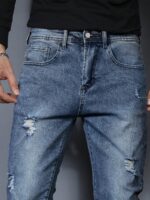 Men's Skinny Distressed Jeans - Stretch Casual Slim Fit Pants
