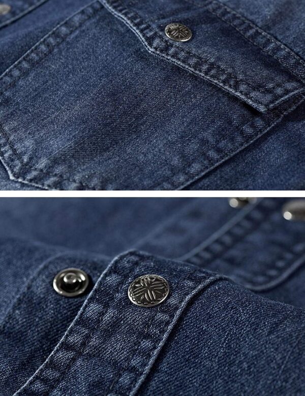 Men's Long Sleeve Button-Up Casual Loose Denim Shirt