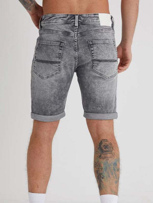 Men's Gray Slim-Fit Denim Shorts