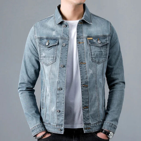 Blue Windproof Lightweight Men's Denim Jacket