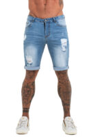 Men's Blue Skinny Stretch Denim Shorts